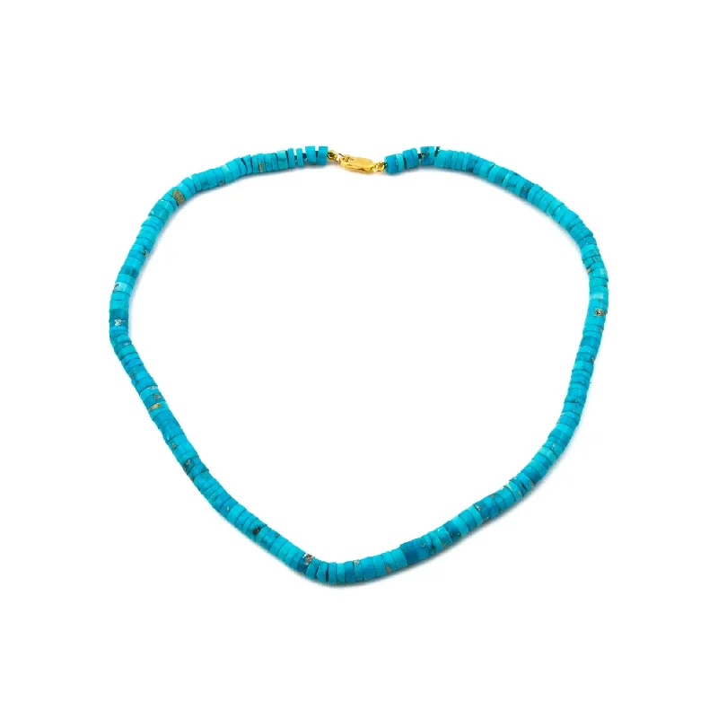 Ladies broad gleam necklaces -Heat Treated Turquoise Heishi Necklace 1