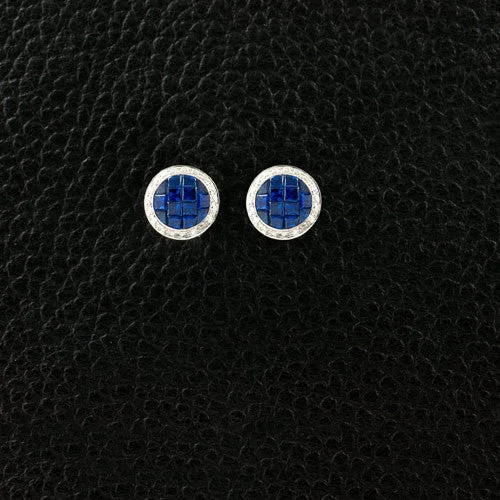 minimalist silver earrings for women -Sapphire & Diamond Earrings