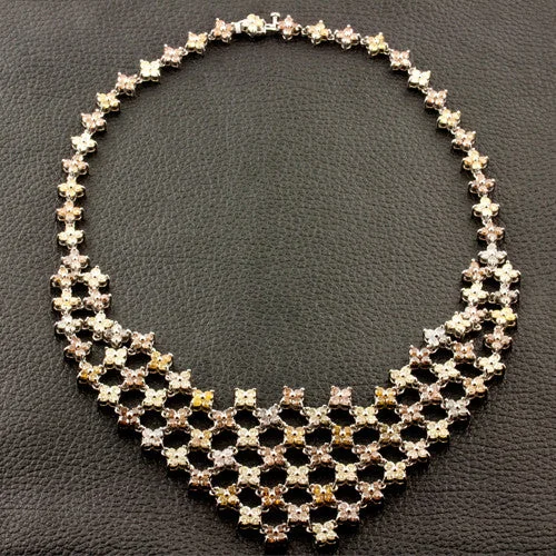 Ladies cozy fall necklaces -Multi-color Diamond Bib Necklace