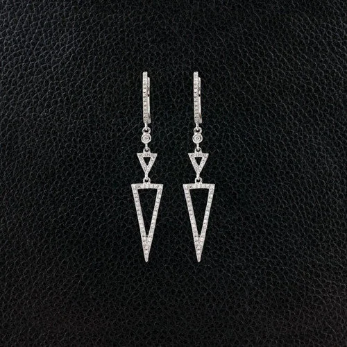 ladies gem earrings dream themes -Elongated Triangle Diamond Dangle Earrings