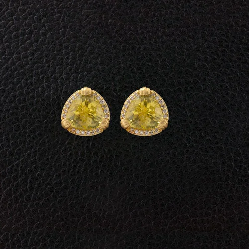 twisted design earrings for women -Lemon Citrine & Diamond Estate Earrings