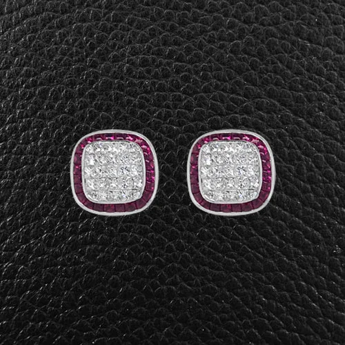 wave texture earrings for women -Ruby & Diamond Earrings