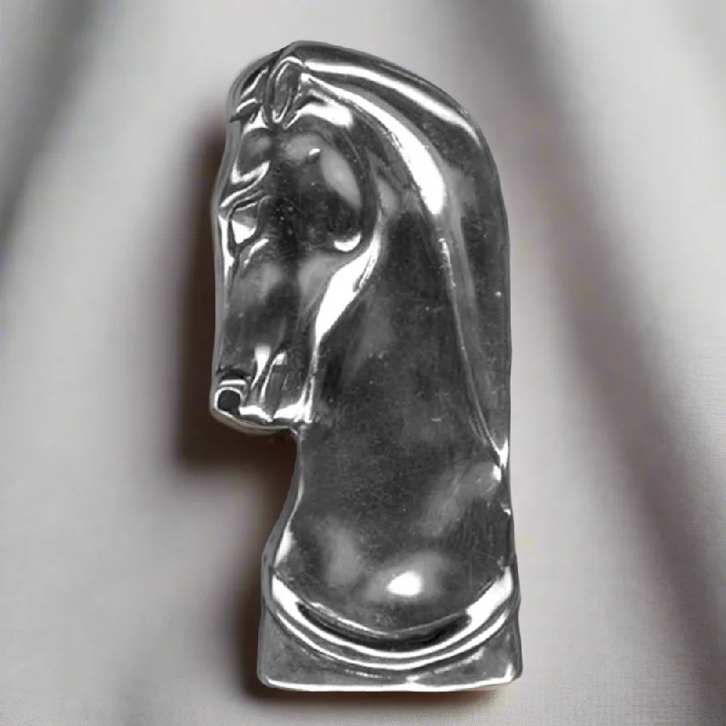 ladies brooch geometric cuts -Greek Parthenon Horse Head Brooch in Sterling Silver (K-87)